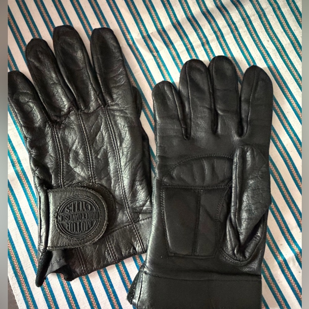 Harley-Davidson Black Leather Riding Gloves vintage